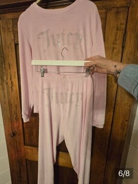 Juicy Couture Pink Velvet Logo-Studded Track Pants And Top  Large